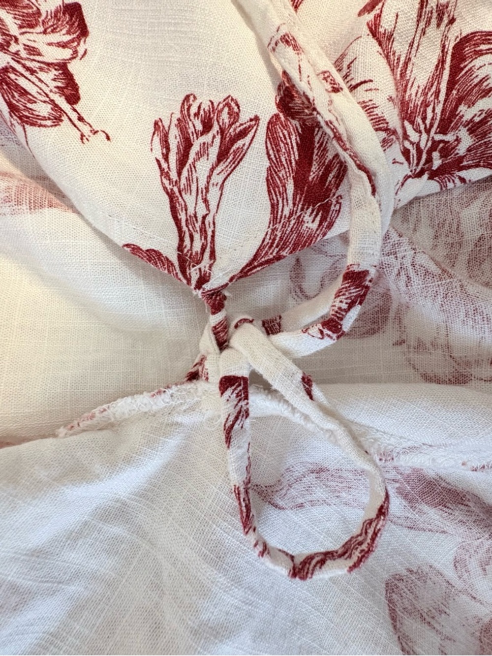 Zara Floral Wrap Blouse XS Linen Blend Tie Front Romantic Cottagecore - Picture 5 of 9
